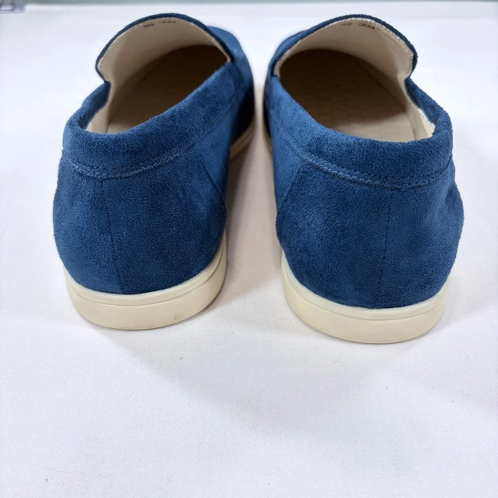 Old Money Mens Blue Faux Suede Slip On Loafers Size 45 US 12 Casual Flats